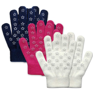 EvridWear Boys Girls Magic Stretch Gripper Gloves 3 Pair Pack Assortment, Kids One Size Winter Warm Gloves Children