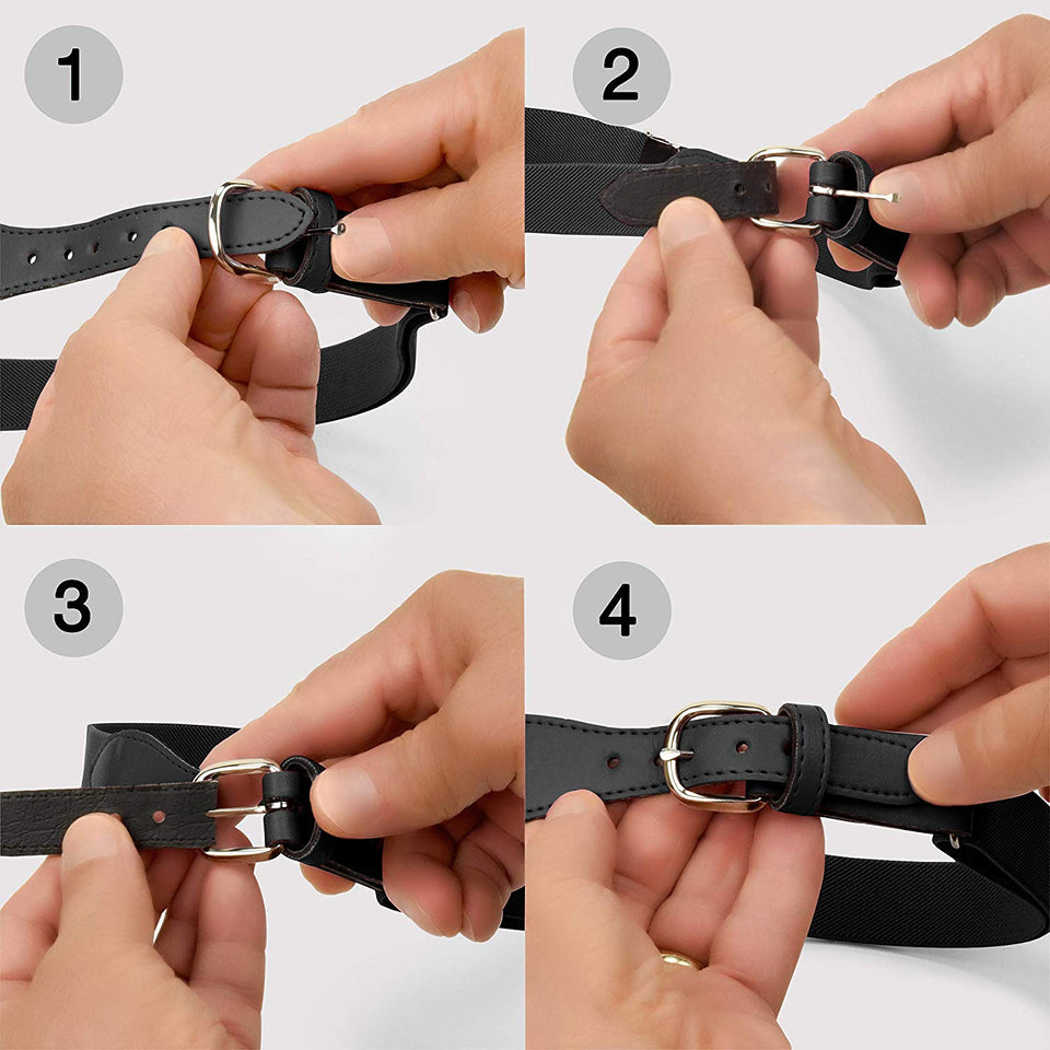 Kids Elastic Adjustable Strech Belt with Leather Closure (Available in 30 Colors)