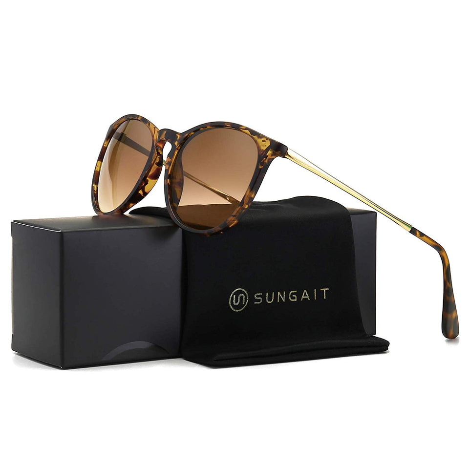 SUNGAIT Vintage Round Sunglasses for Women Classic Retro Designer Style