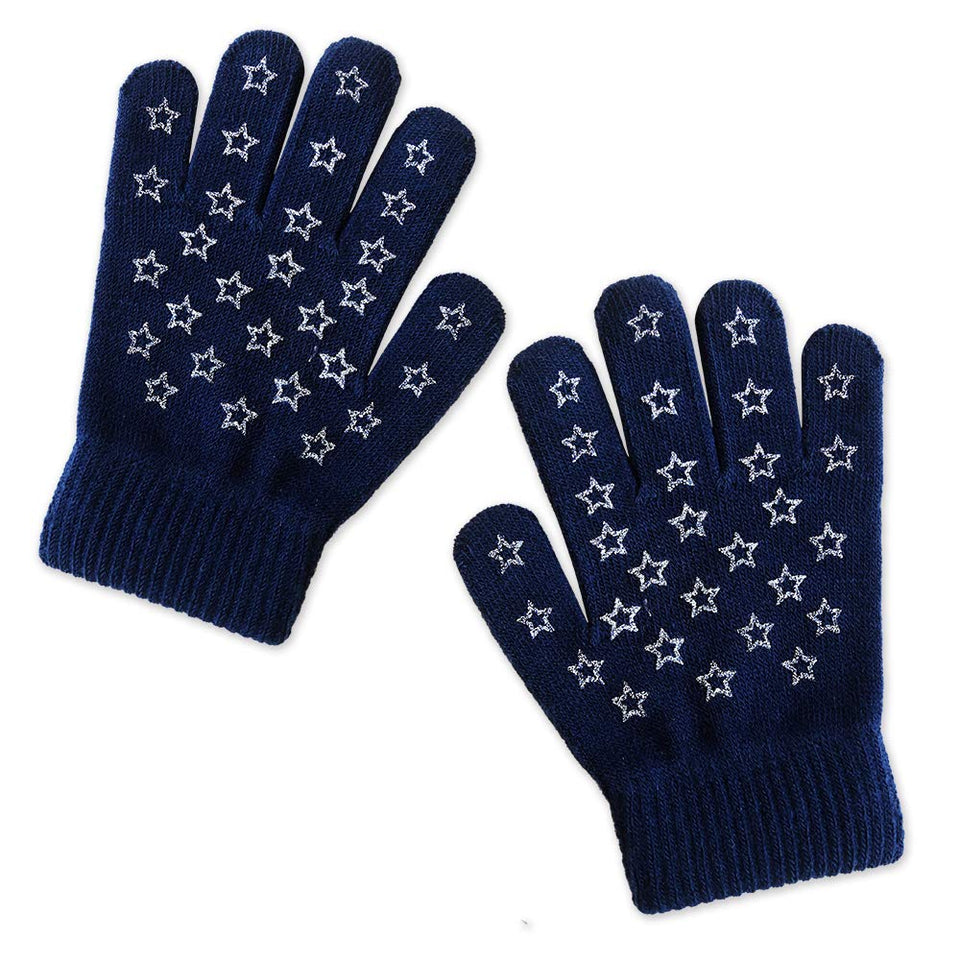 EvridWear Boys Girls Magic Stretch Gripper Gloves 3 Pair Pack Assortment, Kids One Size Winter Warm Gloves Children