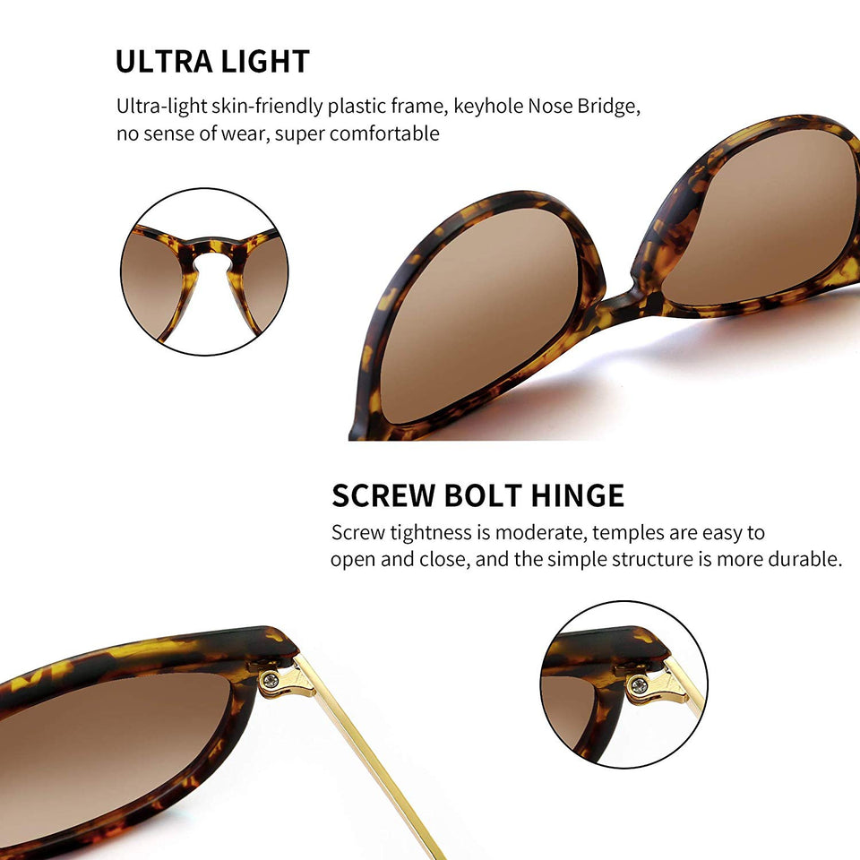 SUNGAIT Vintage Round Sunglasses for Women Classic Retro Designer Style