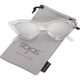 SOJOS Retro Vintage Narrow Cat Eye Sunglasses for women Clout Goggles Plactic Frame Cardi B