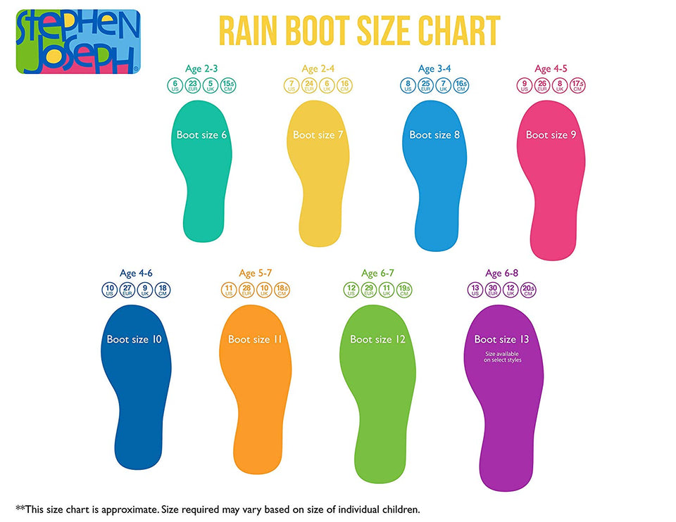 Stephen Joseph Girls All Over Print Rain Boots