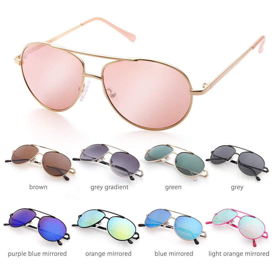 Aviator Sunglasses for Kids Girls Boys Children, Small Face Eyewear for Age 3-12, UV Protection, with Case, Lightweight