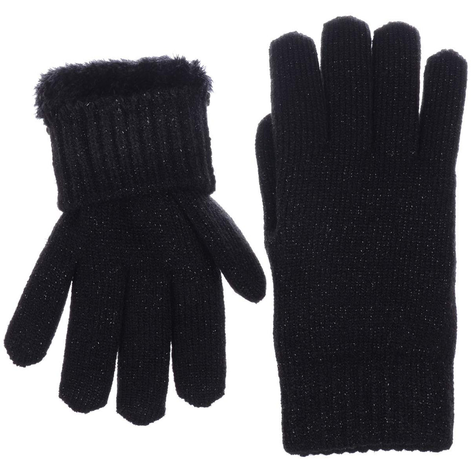 BYOS Winter Women's Toasty Warm Plush Fleece Lined Knit Gloves in Solid & Glitter