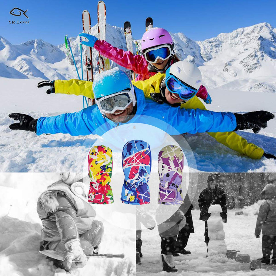 YR.Lover Children Ski Gloves Winter Warm Outdoor Riding Thickening Gloves(2-4Y)