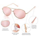 Aviator Sunglasses for Kids Girls Boys Children, Small Face Eyewear for Age 3-12, UV Protection, with Case, Lightweight