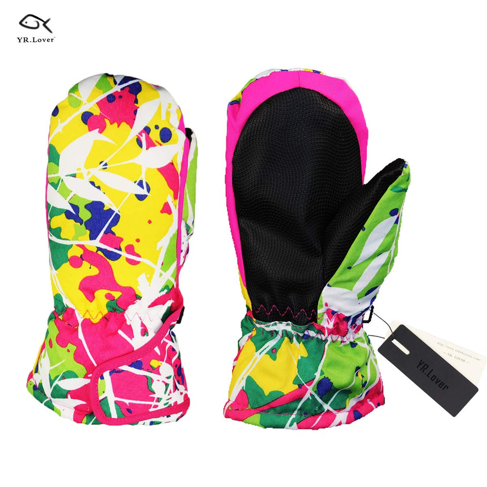 YR.Lover Children Ski Gloves Winter Warm Outdoor Riding Thickening Gloves(2-4Y)