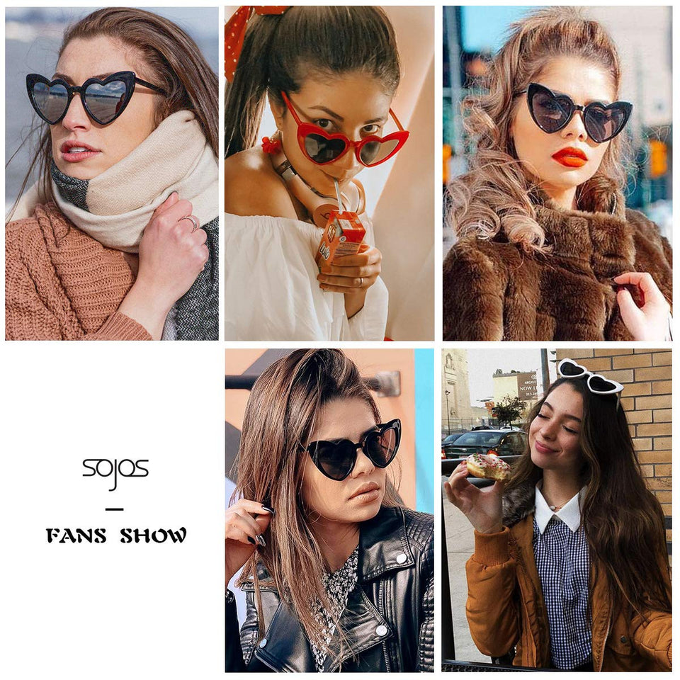 SOJOS Heart Shaped Sunglasses Clout Goggle Vintage Cat Eye Mod Style Retro Glasses Kurt Cobain