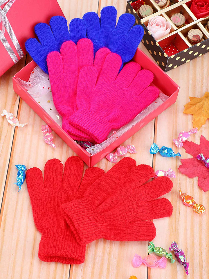Kids Gloves Full Fingers Knitted Gloves Warm Mitten Winter Favor for Little Boys and Girls