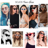 SOJOS Retro Vintage Narrow Cat Eye Sunglasses for women Clout Goggles Plactic Frame Cardi B